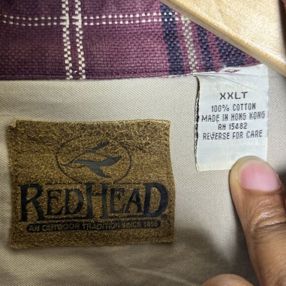 VTG Redhead Flannel Plaid Gorp Button Up Shirt Men XXLT Red Black Gorp 90s Fall - Picture 4 of 11